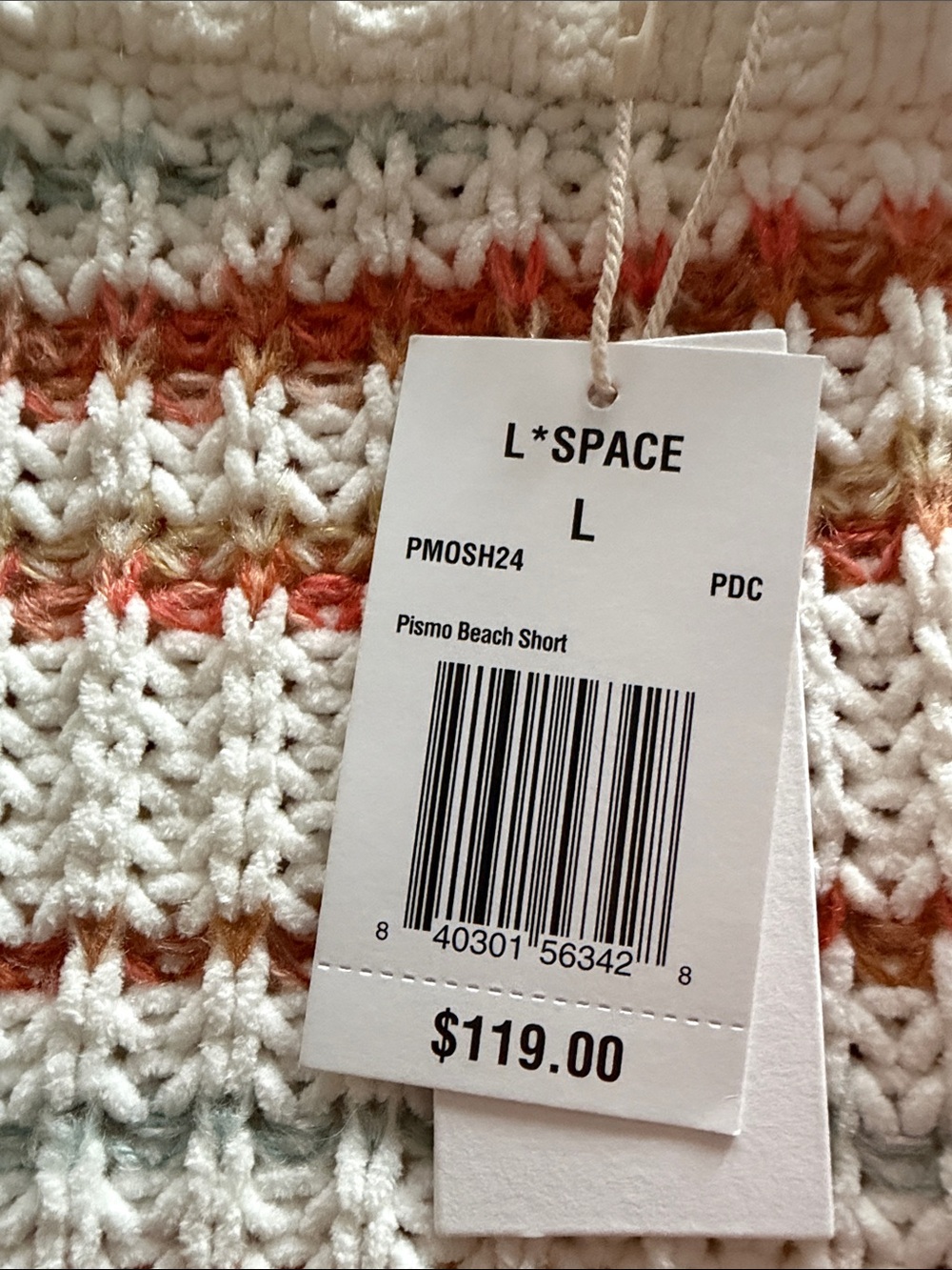 L*SPACE Pismo Beach Knit Shorts Sandy Dune Stripe Size L NWT $119 - Picture 2 of 3